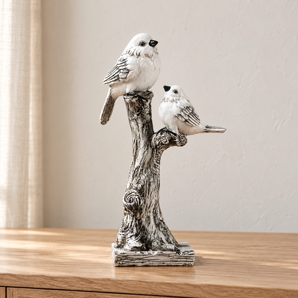 Oiseaux sur branche — Branche verticale, vue principale