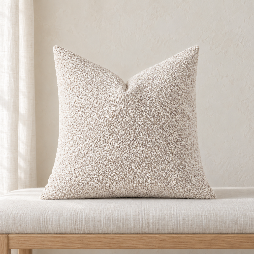 Housse de coussin chenille — Beige lin, vue principale