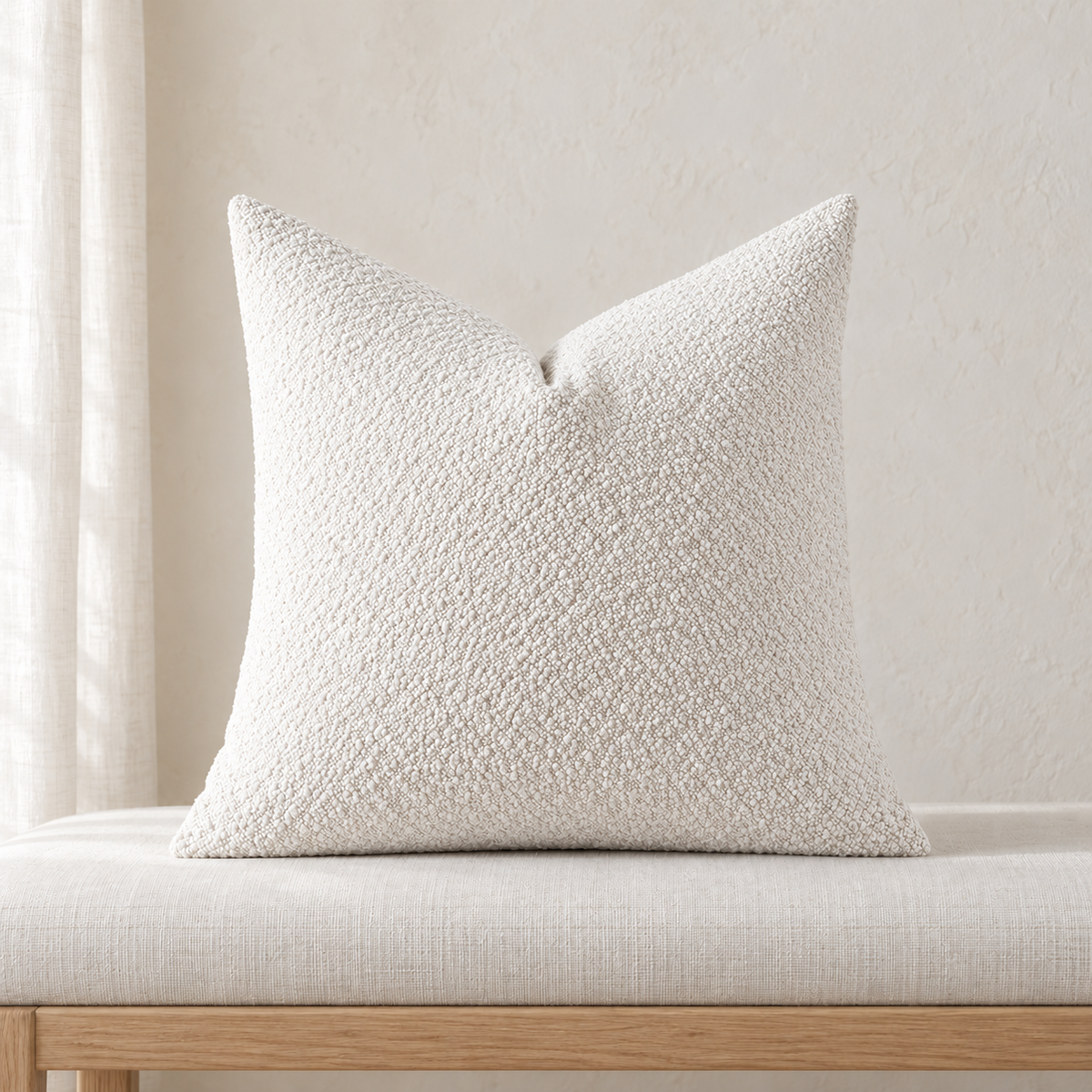 Housse de coussin chenille — Blanc cassé, vue principale