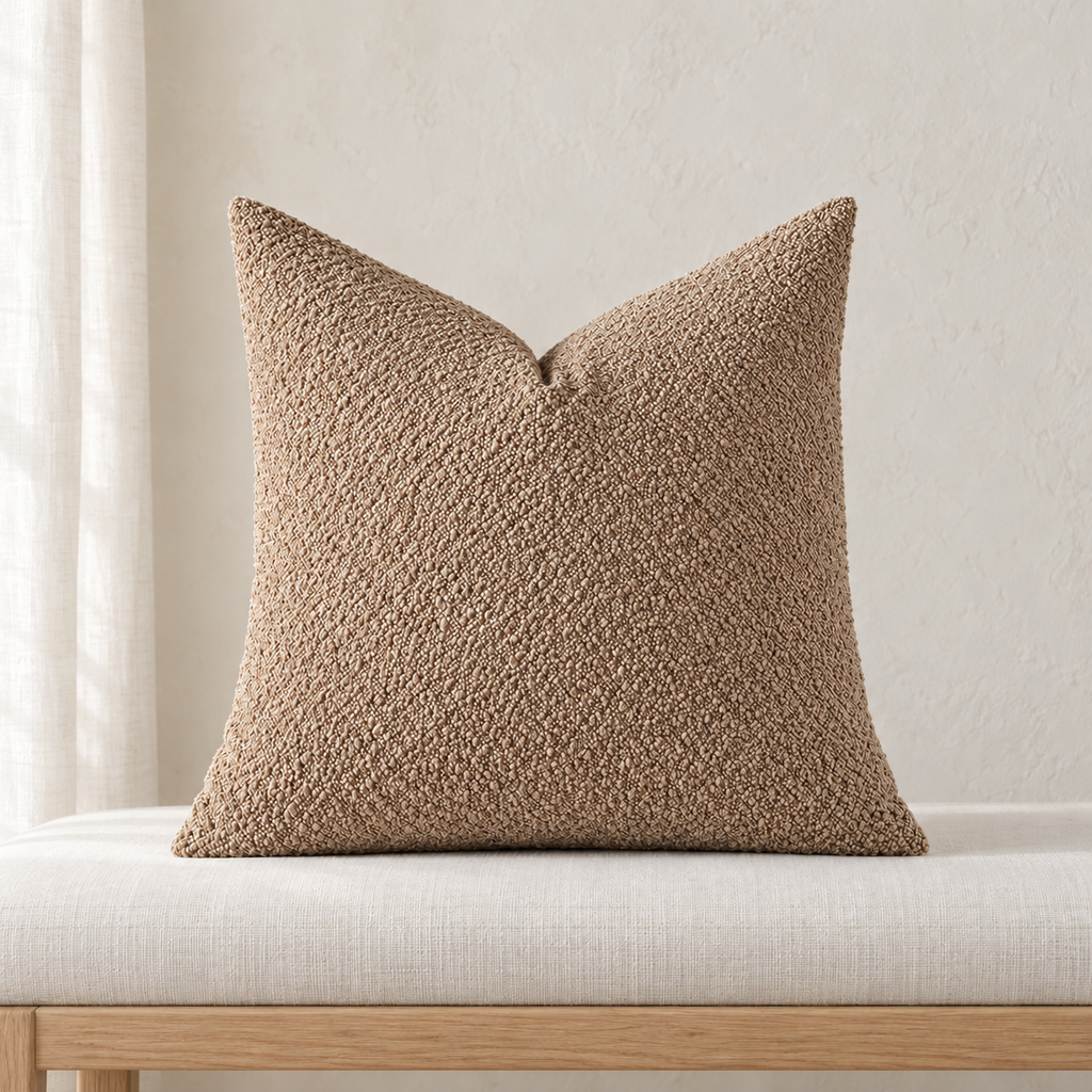 Housse de coussin chenille — Marron clair, vue principale