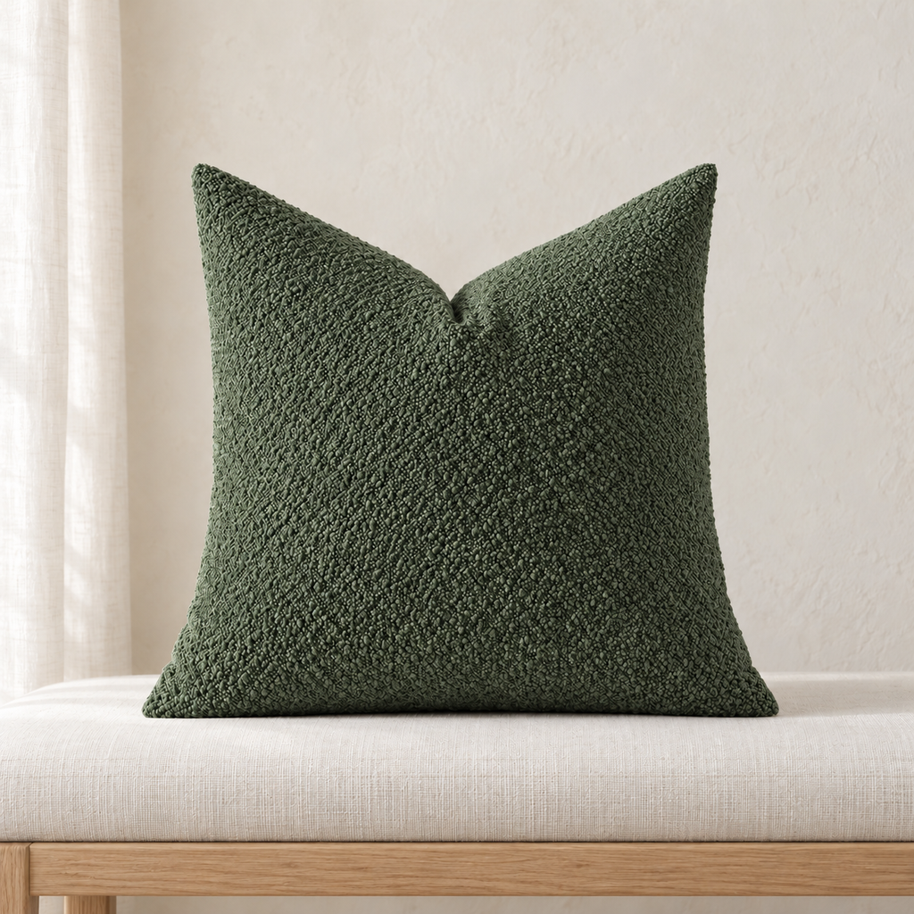 Housse de coussin chenille — Vert forêt, vue principale