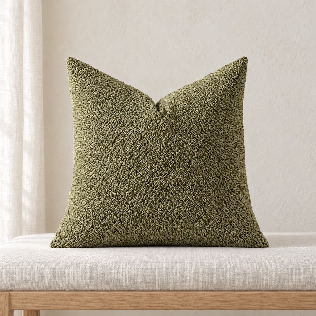 Housse de coussin chenille — Vert mousse, vue principale