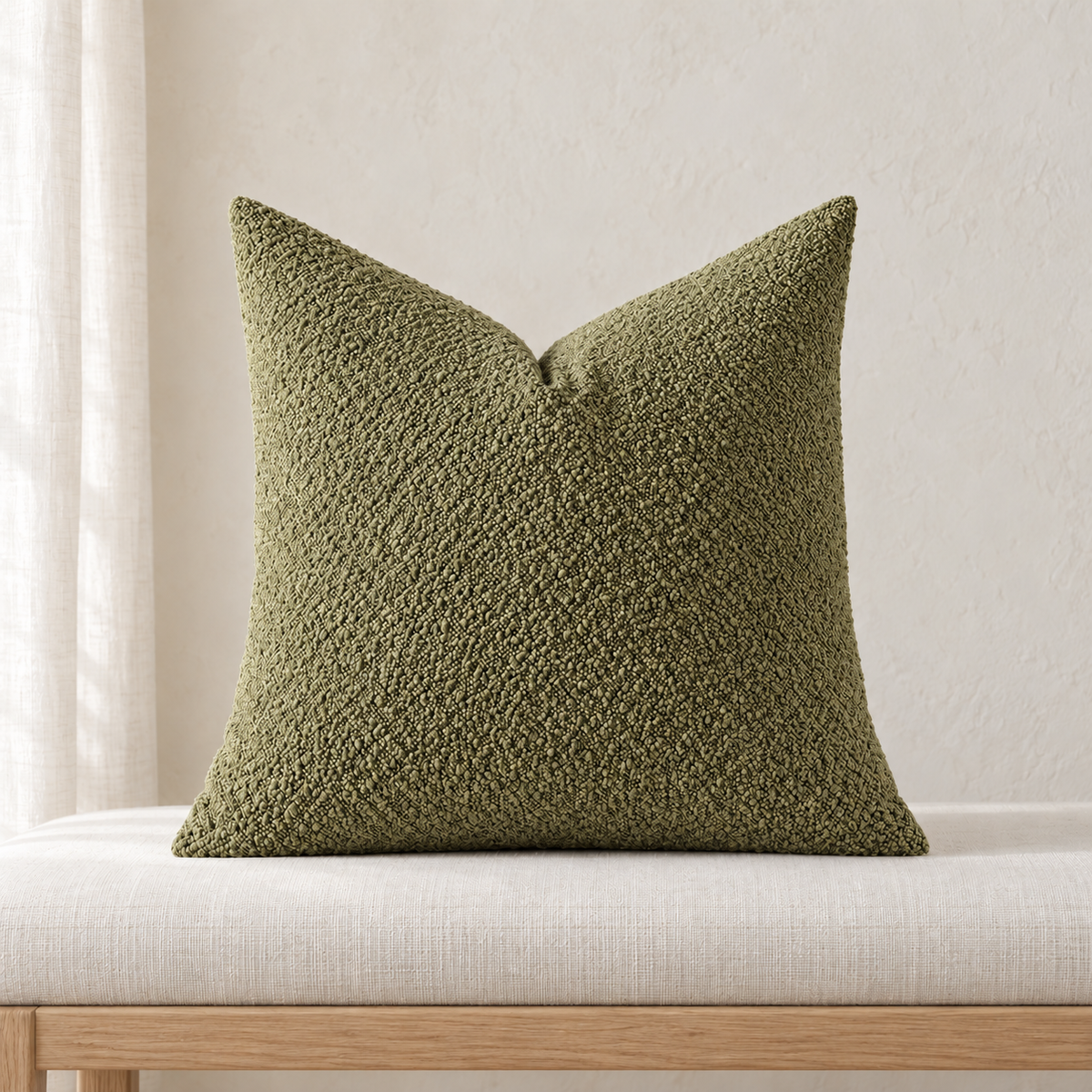 Housse de coussin chenille — Vert mousse, vue principale