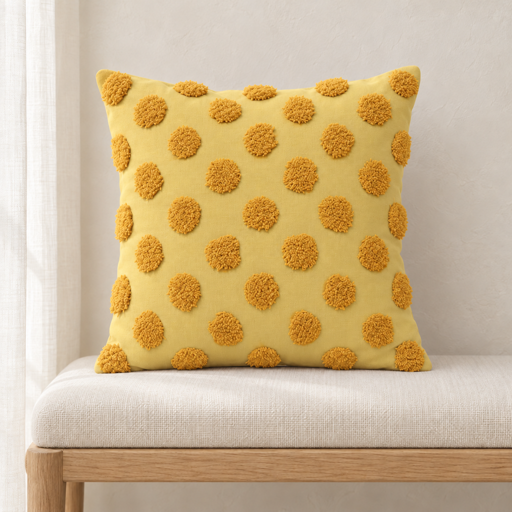 Housse de coussin à pois en relief — Moutarde, vue principale