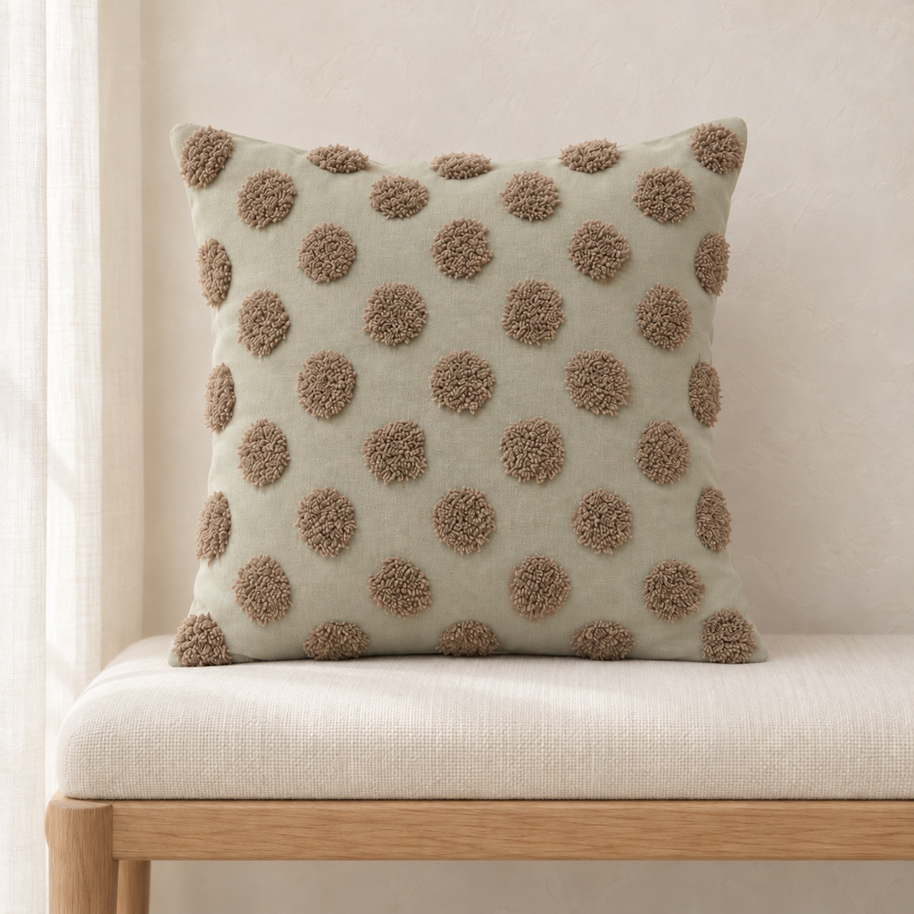 Housse de coussin à pois en relief — Taupe, vue principale